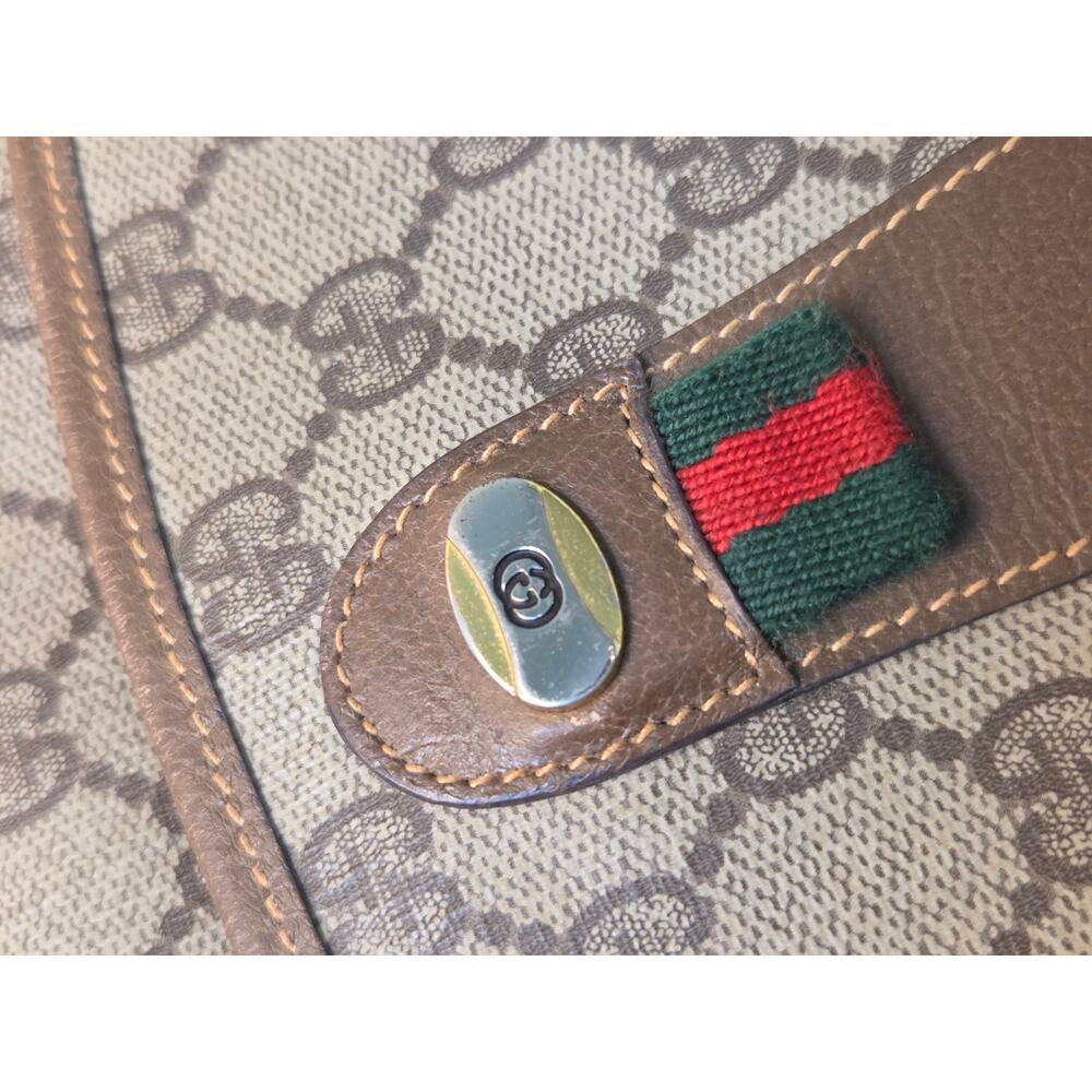 Gucci GG Supreme Clutch Bag Monogram Canvas Brown Leather Vintage Ophidia - Picture 4 of 15